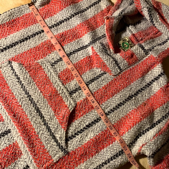 BAJA JOE STRIPED PULLOVER HOODED PONCHO “drug rug” “Mexican hoodie” “surfer” - Picture 5 of 7